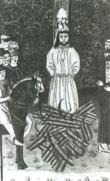Сожжение Яна Гуса.  Миниатюра 16 века.